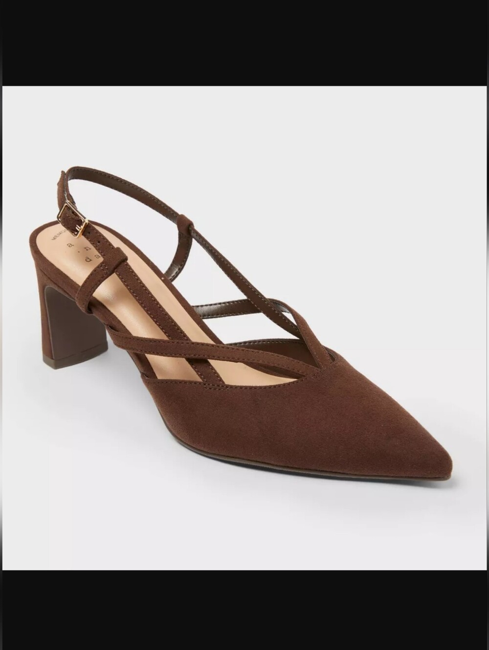 Women’s Brown Suede Slingback Block Heel Veera Pumps - A New Day Size 6.5